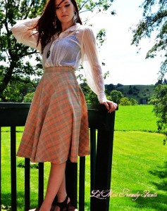 70s high waist a-line plaid skirt sxs-f69263