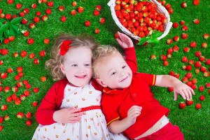 Children Eating Strawberry