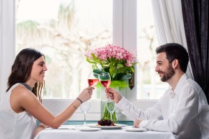 Cute Couple Having Romantic Dinner.