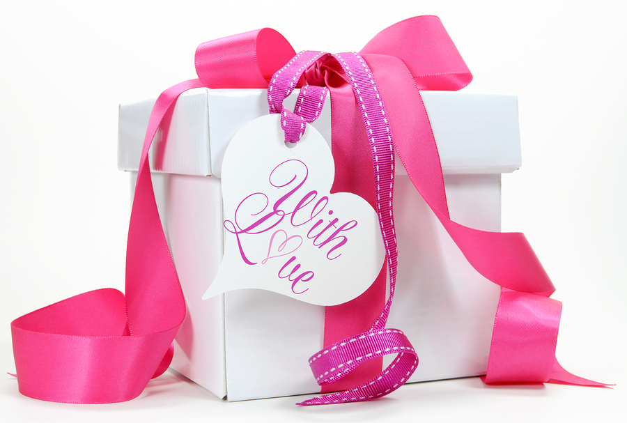 Beautiful Pink And White Gift Box Present For Christmas, Valenti