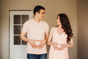 beautiful pregnant woman and man couple in love