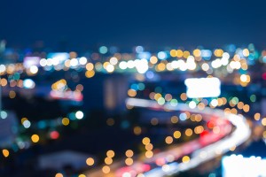 Twilight city road curve abstract blur bokeh background