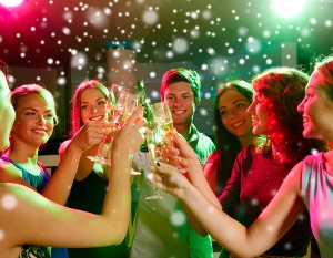 new year party, holidays, celebration, nightlife and people conc