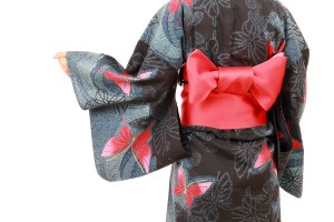 Japanese woman in clothes of kimono