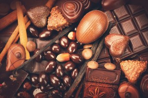 46445749 - luxury chocolates background. praline chocolate sweets